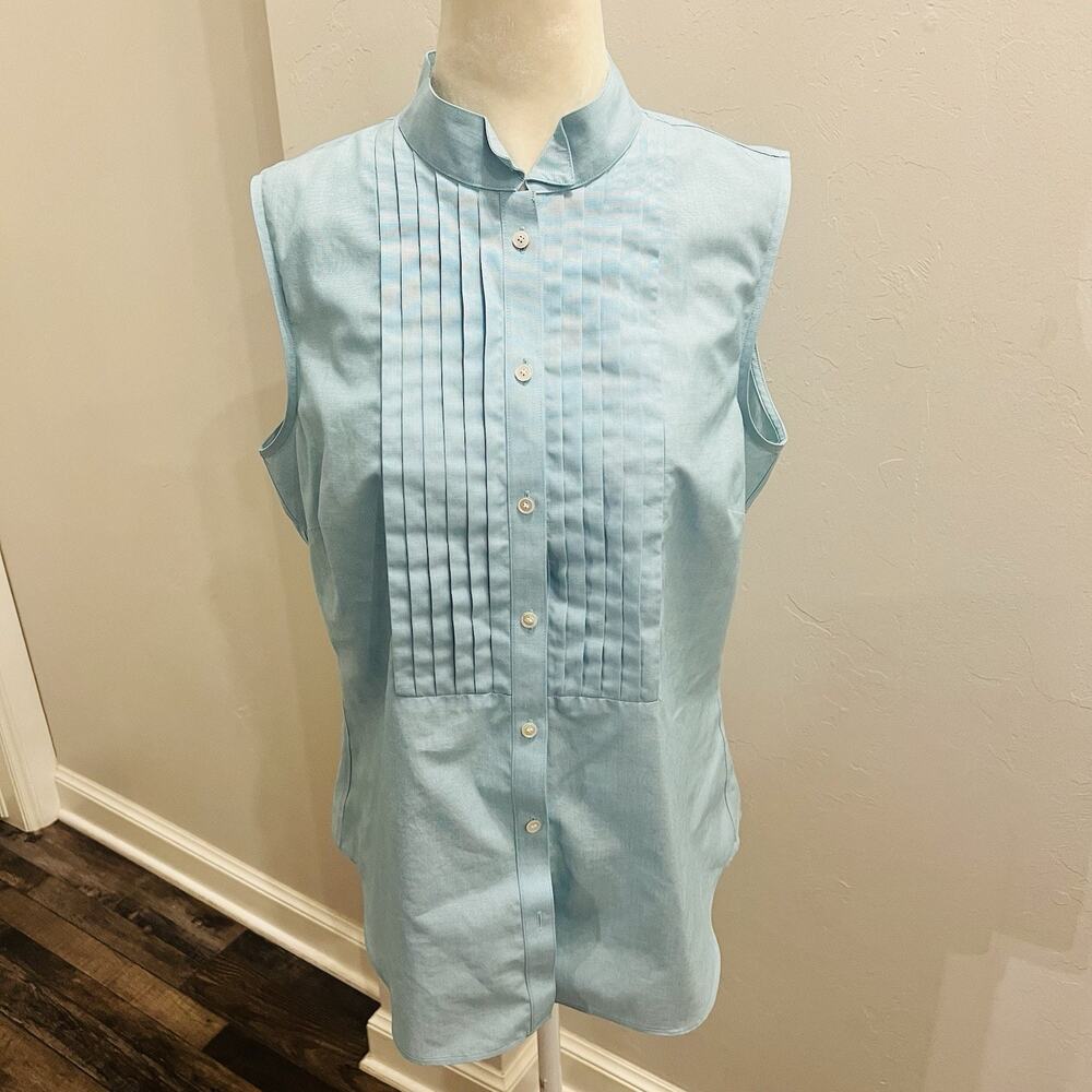 Talbots Light Blue Sleeveless Button-Down Shirt